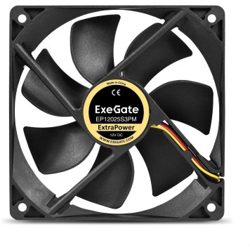 Вентиляторы Exegate EX283390RUS Вентилятор 12В DC ExeGate ExtraPower EP12025S3PM (120x120x25 мм, Sleeve bearing (подшипник скольжения), 3pin+Molex, 1800RPM, 28dBA)-1