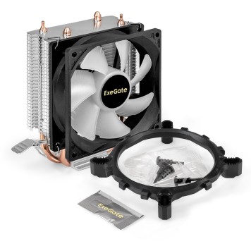 Вентиляторы Exegate EX299659RUS Кулер ExeGate Wizard EXX200-PWM.RGB (Al+Cu, 2 тепл.трубки, LGA775/1150/1151/1155/1156/1200/1700/1851/AM2/AM2+/AM3/AM3+/AM4/AM5/FM1/FM2/754/939/940, TDP 95W, Fan 90mm, PWM, 800-2400-1