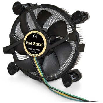 Вентиляторы Exegate EX283279RUS Кулер ExeGate EE97379-PWM, Al, S1150/1151/1155/1156, TDP 65W, Hydro bearing, 4pin, 23.5db, BOX-2