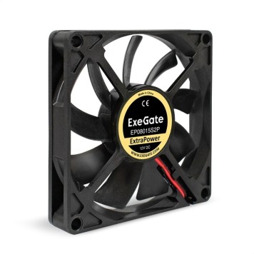 Вентиляторы Exegate EX295234RUS Вентилятор 12В DC ExeGate ExtraPower EP08015S2P (80x80x15 мм, Sleeve bearing (подшипник скольжения), 2pin, 2500RPM, 25.5dBA)