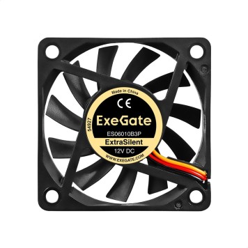 Вентиляторы Exegate EX297026RUS Вентилятор 12В DC ExeGate ExtraSilent ES06010B3P (60x60x10 мм, 2-Ball (двойной шарикоподшипник), 3pin, 2000RPM, 16dBA)
