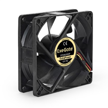 Вентиляторы Exegate EX288925RUS Вентилятор ExeGate ExtraPower EP08025B3P (80x80x25 мм, 2-Ball (двойной шарикоподшипник), 3pin, 2400RPM, 26dBA)