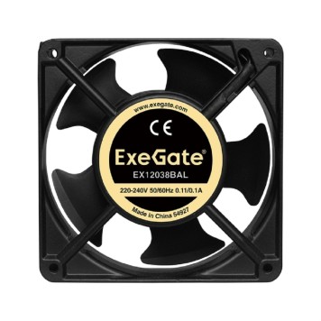 Вентиляторы Exegate EX289017RUS Вентилятор 220В ExeGate EX12038BAL (120x120x38 мм, 2-Ball (двойной шарикоподшипник), подводящий провод 30 см, 2700RPM, 43dBA)-1