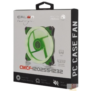 вентилятор CROWN Вентилятор для компьютерного корпуса CMCF-12025S-1232 (120*120*25мм;Зелёное LED кольцо;1500 об/мин;35CFM;20Дб;Подшипник скольжения;3pin+MOLEX(папа-мама) 40+10см)-2