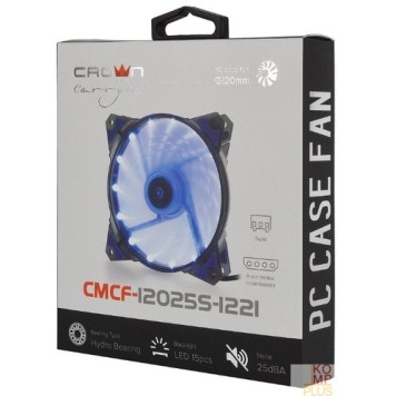 вентилятор CROWN Вентилятор для компьютерного корпуса CMCF-12025S-1221  (120*120*25мм;Синий 16LED;1500 об/мин;35CFM;20Дб;Подшипник скольжения;3pin+MOLEX(папа-мама) 40+10см)-2