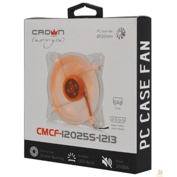 вентилятор CROWN Вентилятор для компьютерного корпуса CMCF-12025S-1213 (120*120*25мм;Оранжевый 4LED;1500 об/мин;35CFM;20Дб;Подшипник скольжения;3pin+MOLEX(папа-мама) 40+10см)-2