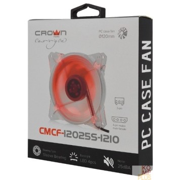 вентилятор CROWN Вентилятор для компьютерного корпуса CMCF-12025S-1210 (120*120*25мм;Красный 4LED;1500 об/мин;35CFM;20Дб;Подшипник скольжения;3pin+MOLEX(папа-мама) 40+10см)-2