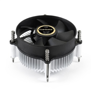 Вентиляторы Exegate EX286138RUS Кулер ExeGate EK-11508 (Al, LGA1150/1151/1155/1156/1200, TDP 75W, Fan 90mm, 2200RPM, Hydro bearing, 3pin, 22db, 285г, с термопастой, на винтах, Retail color box)