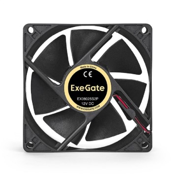 Вентиляторы Exegate EX294047RUS Вентилятор ExeGate EX08025S2P, 80x80x25 мм, Sleeve bearing (подшипник скольжения), 2pin (разъем 2.54; для блоков питания ATX), 2200RPM, 27dBA -1