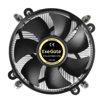 Вентиляторы Exegate EX292655RUS Кулер ExeGate ETA-20.PWM.V1700 (Al, LGA1700/1150/1151/1155/1156/1200/1366, TDP 90W, Fan 95mm, PWM 900-2400RPM, Hydro bearing, 4pin, 11-24db, 345г, с термопастой, на винтах, Color B-1