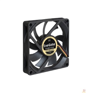 Вентиляторы Exegate EX283374RUS Вентилятор ExeGate ExtraPower EP08015S3P, 80x80x15 мм, подшипник скольжения, 3pin, 2500RPM, 26dBA