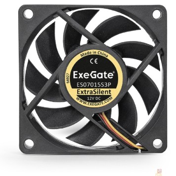 Вентиляторы Exegate EX283371RUS Вентилятор ExeGate ExtraSilent ES07015S3P, 70x70x15 мм, подшипник скольжения, 3pin, 2500RPM, 23dBA-1