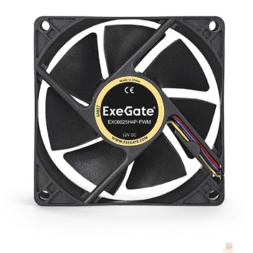 Вентиляторы Exegate EX283379RUS Вентилятор ExeGate EX08025H4P-PWM, 80x80x25 мм, гидродинамический, 4pin, PWM, 23dBA-1