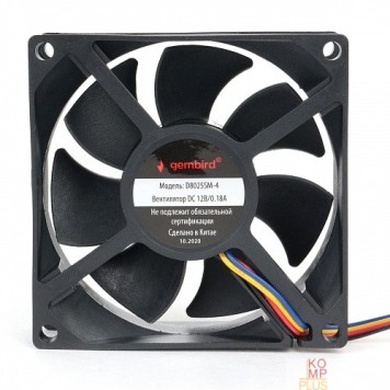 Вентилятор Gembird Вентилятор для корпуса 80x80x25, втулка, 4 pin, провод 30 см (D8025SM-4)