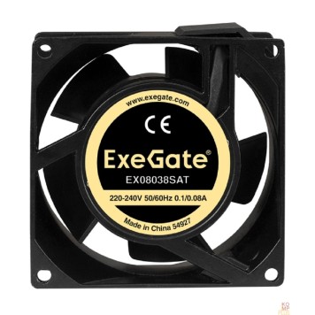 Вентиляторы Exegate EX289002RUS Вентилятор 220В ExeGate EX08038SAT (80x80x38 мм, Sleeve bearing (подшипник скольжения), клеммы, 2400RPM, 36dBA)-1