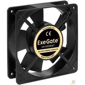 Вентиляторы Exegate EX289014RUS Вентилятор 220В ExeGate EX12025BAT (120x120x25 мм, 2-Ball (двойной шарикоподшипник), клеммы, 2200RPM, 33dBA)