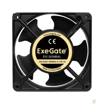 Вентиляторы Exegate EX289017RUS Вентилятор 220В ExeGate EX12038BAL (120x120x38 мм, 2-Ball (двойной шарикоподшипник), подводящий провод 30 см, 2700RPM, 43dBA)-1