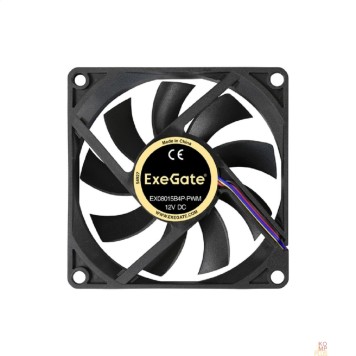 Вентиляторы Exegate EX288924RUS Вентилятор ExeGate EX08015B4P-PWM (80x80x15 мм, 2-Ball (двойной шарикоподшипник), 4pin, PWM, 24dBA)-1