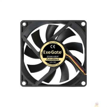 Вентиляторы Exegate EX288923RUS Вентилятор ExeGate ExtraSilent ES08015B3P (80x80x15 мм, 2-Ball (двойной шарикоподшипник), 3pin, 1600RPM, 22dBA)-1