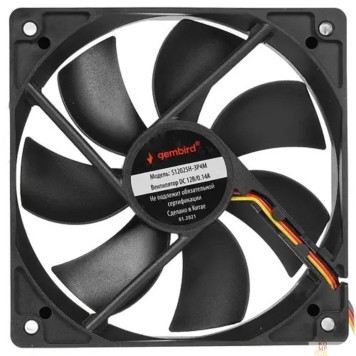 Вентилятор Gembird Вентилятор 120x120x25, гидрод., тихий, 3 pin/4pin Molex, провод 30 см (S12025H-3P4M)-2