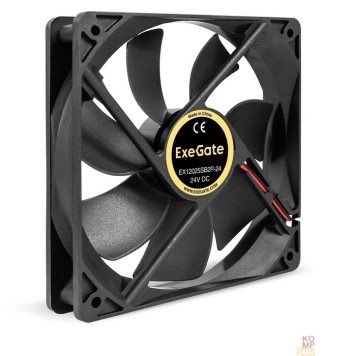 Вентиляторы Exegate EX295211RUS Вентилятор 24В DC ExeGate EX12025B2P-24 (120x120x25 мм, 2-Ball (двойной шарикоподшипник), 2pin, 2150RPM, 35.3dBA)