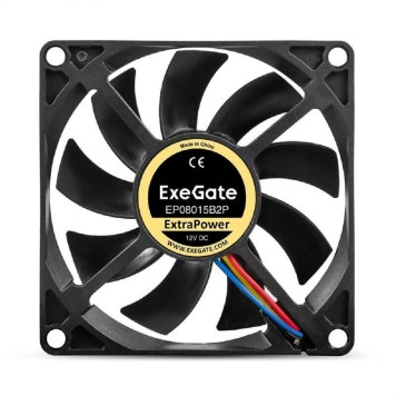Вентиляторы Exegate EX295237RUS Вентилятор 12В DC ExeGate ExtraPower EP08015B2P (80x80x15 мм, 2-Ball (двойной шарикоподшипник), 2pin, 2600RPM, 26dBA)-1