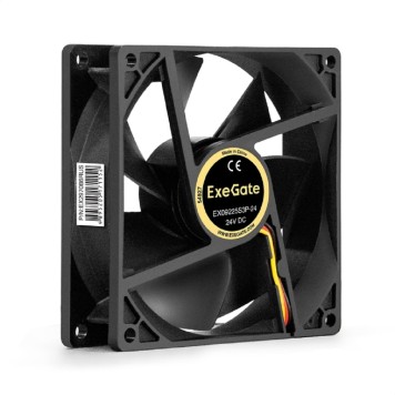 Вентиляторы Exegate EX297086RUS Вентилятор 24В DC ExeGate EX09225S3P-24 (92x92x25 мм, Sleeve bearing (подшипник скольжения), 3pin, 2800RMP, 34dBA)