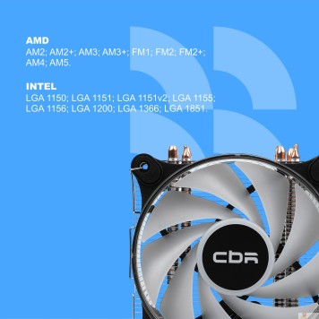 Охлаждающие системы CBR CBR-CC-4180-ARGB-PWM Кулер для процессора, Al+Cu, 4 heat pipes, Socket 775/1366/1155/1156/1150/1151/1200/1700/AM2/АМ2+/АМ3/AM3+/FM1/FM2/AM4/AM5, TDP 180W, 120mm Fan, 2300RPM, HB, ARGB, PWM, 34db-2