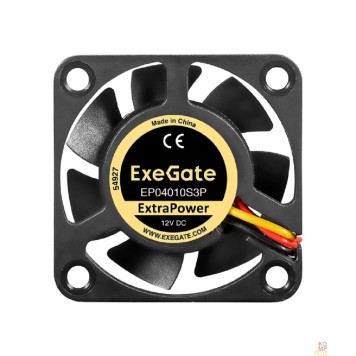 Вентиляторы Exegate EX295217RUS Вентилятор 12В DC ExeGate ExtraPower EP04010S3P (40x40x10 мм, Sleeve bearing (подшипник скольжения), 3pin, 7500RPM, 36dBA)
