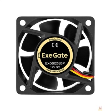 Вентиляторы Exegate EX297033RUS Вентилятор 12В DC ExeGate EX06025S3P (60x60x25 мм, Sleeve bearing (подшипник скольжения), 3pin, 3500RPM, 24dBA)