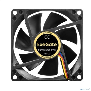 Вентиляторы Exegate EX297045RUS Вентилятор 12В DC ExeGate EX08025S4P-PWM (80x80x25 мм, Sleeve bearing (подшипник скольжения), 4pin, PWM, 0-2300 RPM, 0-23dBA)