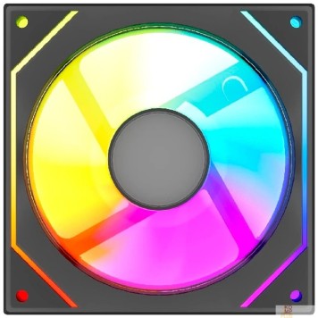 Вентиляторы Powercase Вентилятор (M52-12 ARGB) Black 120x120x25mm (PWM, 100шт./кор, 4pin PWM (M+F)+ 3pin ARGB (M+F), 600-1800±10% об/мин) Bulk