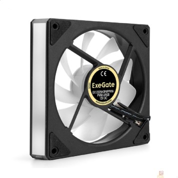 Вентиляторы Exegate EX299561RUS Вентилятор с подсветкой ExeGate EX12025H3P4PPRM-PWM.ARGB (120x120x25, ARGB, Hydraulic bearing (гидродинамический), 4pin + 3pin, 600-1800RPM, 26dBA)-1