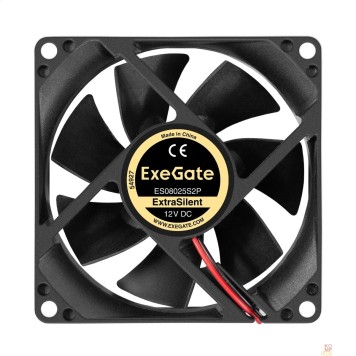 Вентиляторы Exegate EX299875RUS Вентилятор 12В DC ExeGate ExtraSilent ES08025S2P (80x80x25 мм, Sleeve bearing (подшипник скольжения), 2pin, 1900RPM, 20dBA)-1