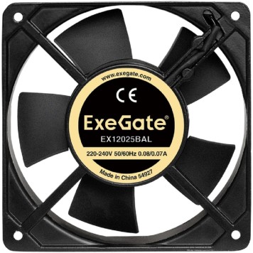 Вентиляторы Exegate EX289013RUS Вентилятор 220В ExeGate EX12025BAL (120x120x25 мм, 2-Ball (двойной шарикоподшипник), подводящий провод 30 см, 22000RPM, 33dBA)-1
