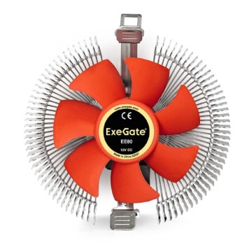 Вентиляторы Exegate EX286144RUS Кулер ExeGate EE80 (Al, LGA775/1150/1151/1155/1156/1200/1700/AM2/AM2+/AM3/AM3+/AM4/FM1/FM2/754/939/940, TDP 65W, Fan 80mm, 2000RPM, Hydro bearing, 3pin, 22db, 205г,-1