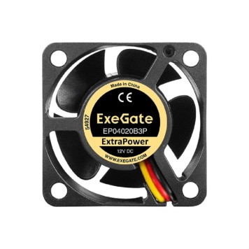 Вентиляторы Exegate EX297017RUS Вентилятор 12В DC ExeGate ExtraPower EP04020B3P (40x40x20 мм, 2-Ball (двойной шарикоподшипник), 3pin, 7000RPM, 32dBA)