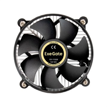 Вентиляторы Exegate EX286141RUS Кулер ExeGate EK-11508.PWM (Al, LGA1150/1151/1155/1156/1200, TDP 75W, Fan 90mm, PWM, 1200-2600RPM, Hydro bearing, 4pin, 11-24db, 285г, с термопастой, на винтах, Retail color box)-1