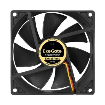 Вентиляторы Exegate EX297049RUS Вентилятор 12В DC ExeGate ExtraSilent ES09225S3P (92x92x25 мм, Sleeve bearing (подшипник скольжения), 3pin, 2000RPM, 25dBA)