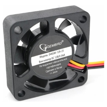 Вентилятор Gembird Вентилятор 40x40x10, шнур 25см, 3pin D40SM-12A-25