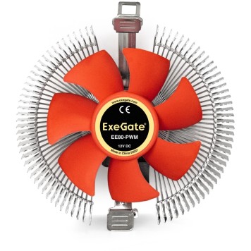 Вентиляторы Exegate EX286145RUS Кулер ExeGate EE80-PWM (Al, LGA775/1150/1151/1155/1156/1200/1700/A­M2/AM2+/AM3/AM3+/AM4/FM1/FM2/754/9, TDP 65W, Fan 80mm, PWM, 800-2400RPM, Hydro bearing, 4pin, 11-24db, 205г, с те-1