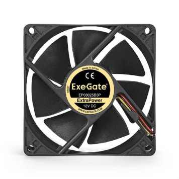 Вентиляторы Exegate EX288925RUS Вентилятор ExeGate ExtraPower EP08025B3P (80x80x25 мм, 2-Ball (двойной шарикоподшипник), 3pin, 2400RPM, 26dBA)-1