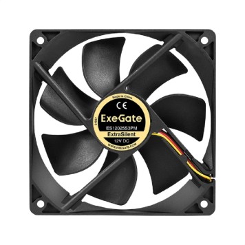 Вентиляторы Exegate EX297054RUS Вентилятор 12В DC ExeGate ExtraSilent ES12025S3PM (120x120x25 мм, Sleeve bearing (подшипник скольжения), 3pin+Molex, 1350RPM, 23dBA)
