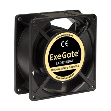 Вентиляторы Exegate EX289004RUS Вентилятор 220В ExeGate EX09225BAT (92x92x25 мм, 2-Ball (двойной шарикоподшипник), клеммы, 2600RPM, 35dBA)