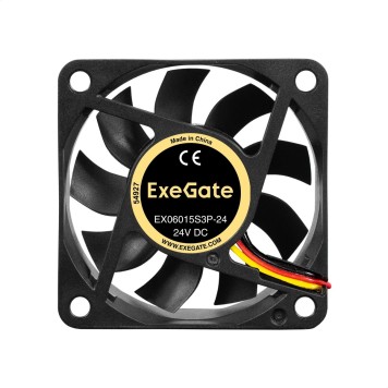 Вентиляторы Exegate EX297075RUS Вентилятор 24В DC ExeGate EX06015S3P-24 (60x60x15 мм, Sleeve bearing (подшипник скольжения), 3pin, 4800RMP, 34,1dBA)
