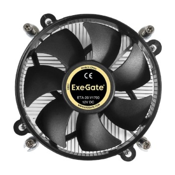 Вентиляторы Exegate EX292654RUS Кулер ExeGate ETA-20.V1700 (Al, LGA1700/1150/1151/1155/1156/1200/1366, TDP 90W, Fan 95mm, 2400RPM, Hydro bearing, 3pin, 22db, 340г, с термопастой, на винтах, Color Box)-1