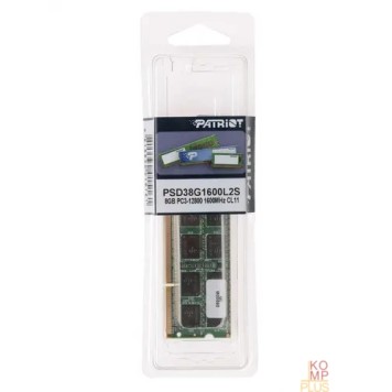 Модуль памяти Patriot DDR3 SODIMM 8GB PSD38G1600L2S (PC3-12800, 1600MHz, 1.35V)-2