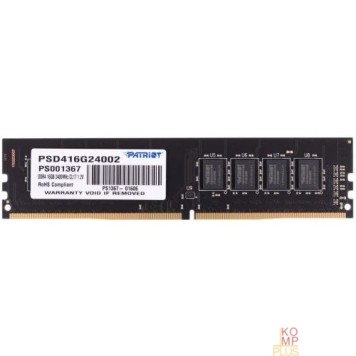 Модуль памяти Patriot DDR4 DIMM 16GB PSD416G24002 PC4-19200, 2400MHz