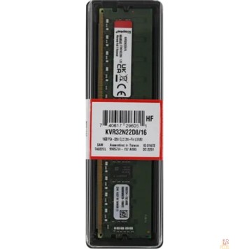 Модуль памяти Kingston DDR4 DIMM 16GB KVR32N22D8/16 PC4-25600, 3200MHz, CL22-2