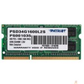 Модуль памяти Patriot DDR3 SODIMM 4GB PSD34G1600L2S (PC3-12800, 1600MHz, 1.35V)